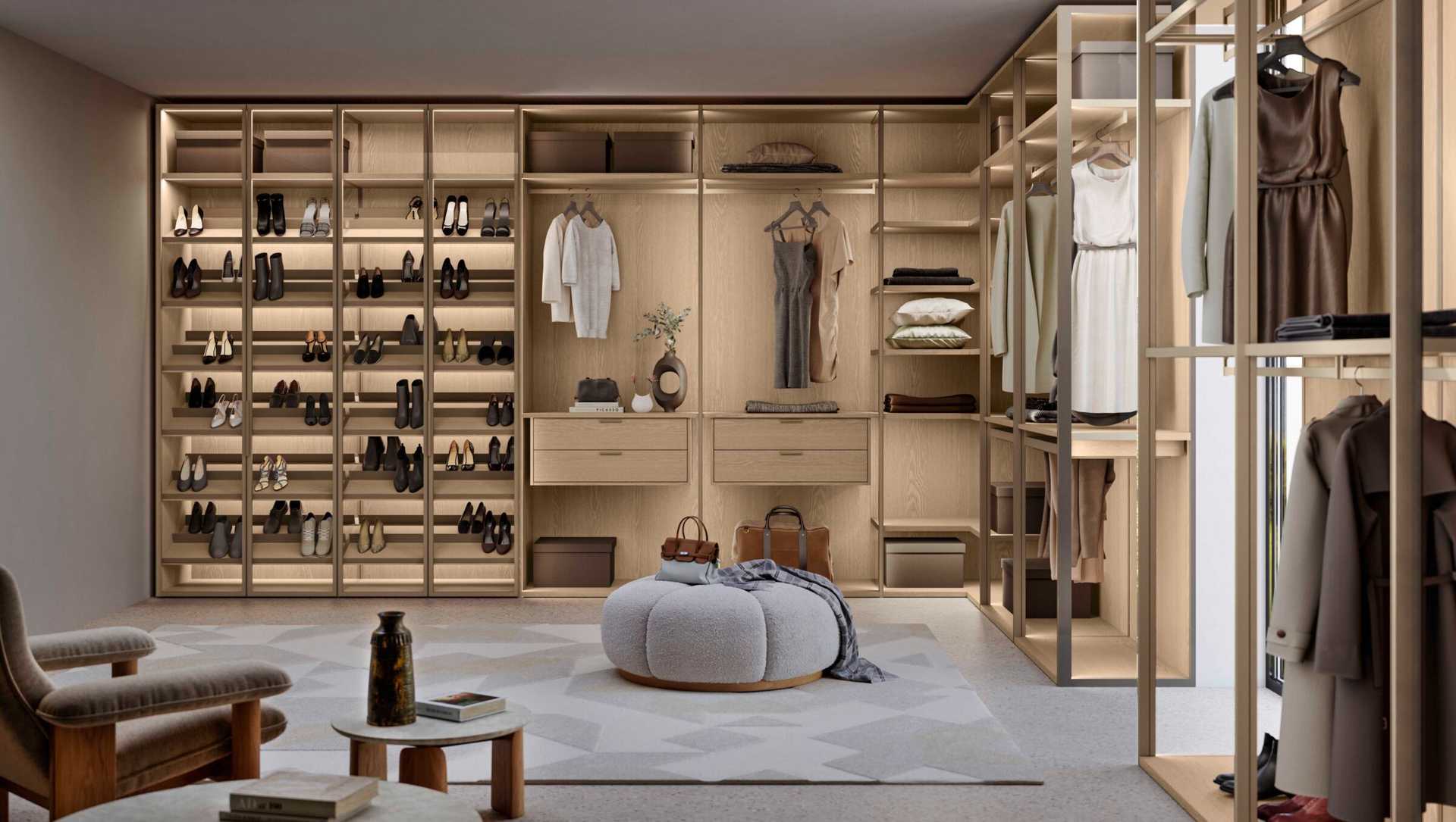 luxury modern closet with shelving