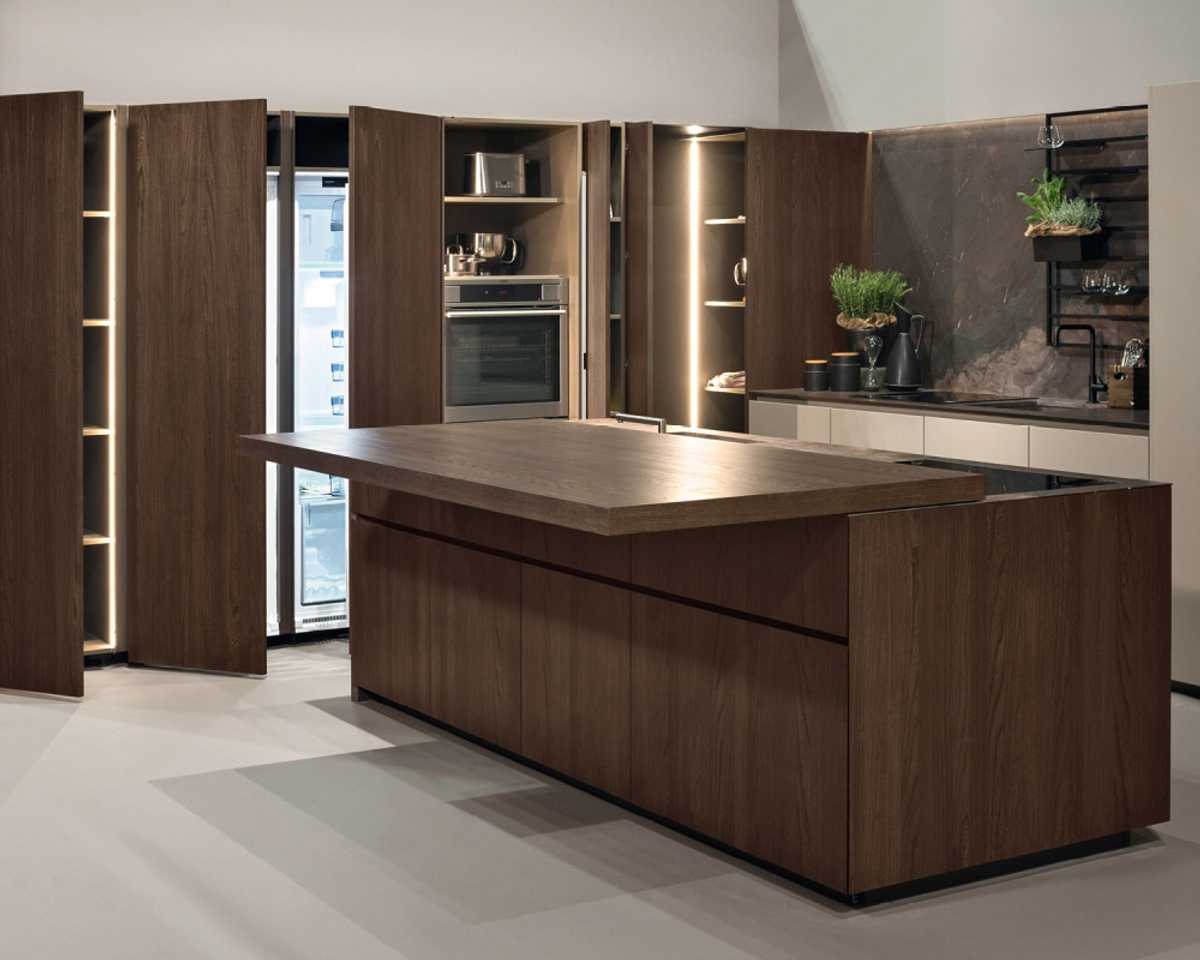 Kitchen cabinets organized to compliment the planned workflow of the kitchen space.